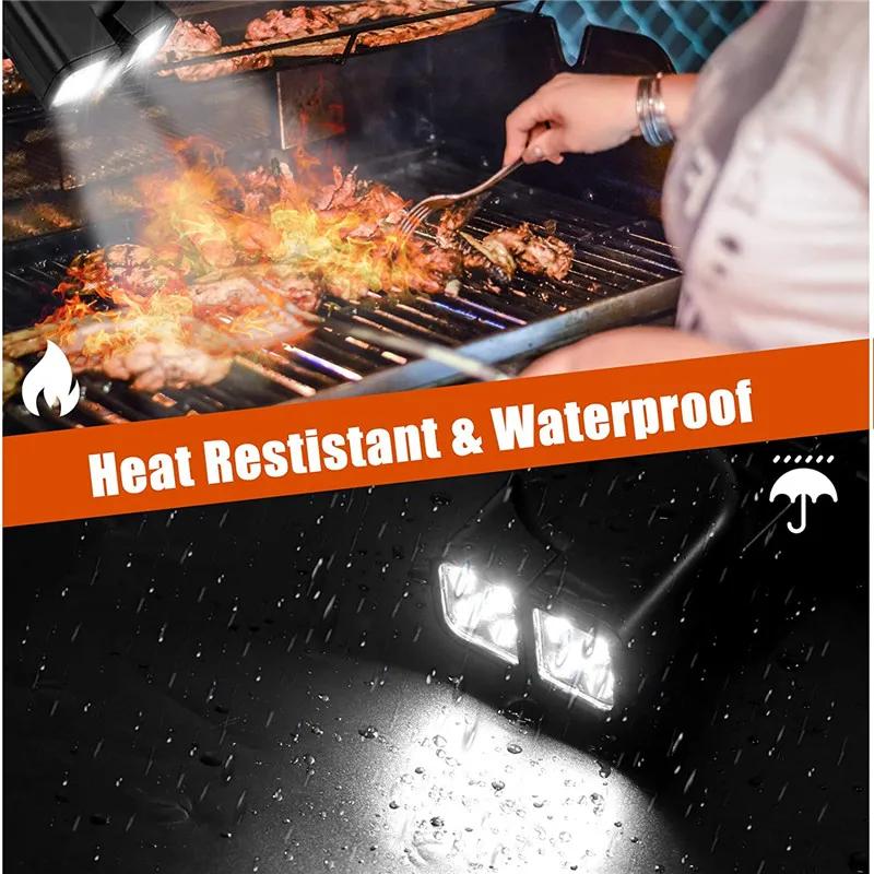 Lampe LED multifonctionnelle à Double tête pour barbecue, résistante à la chaleur, pour pêche de nui