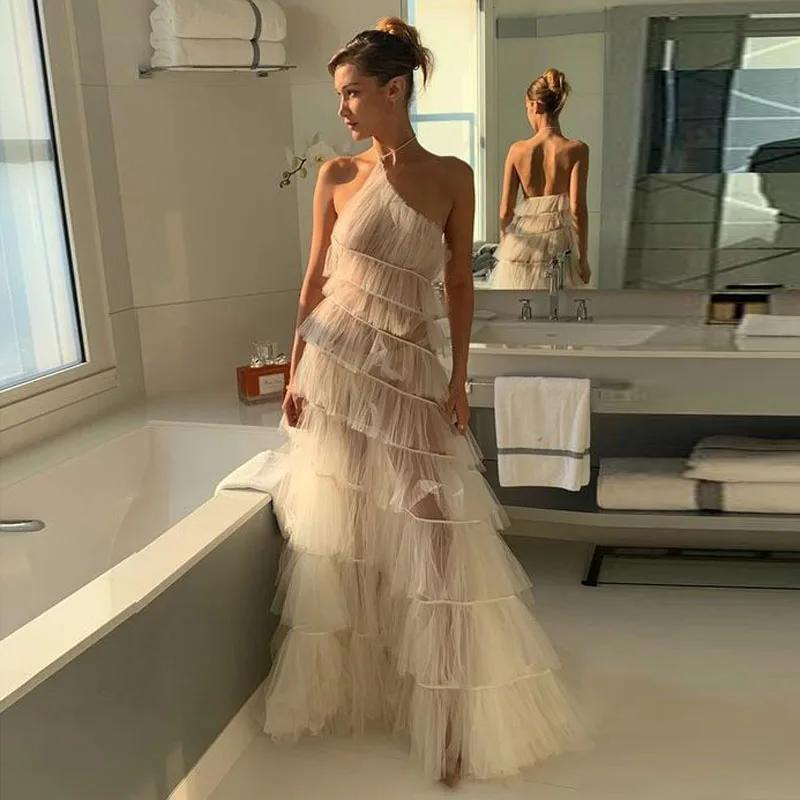 Robe de Soirée en Tulle à Plusieurs Niveaux pour Femme, Tenue de Bal Personnalisée, Dos aux, Col Lic