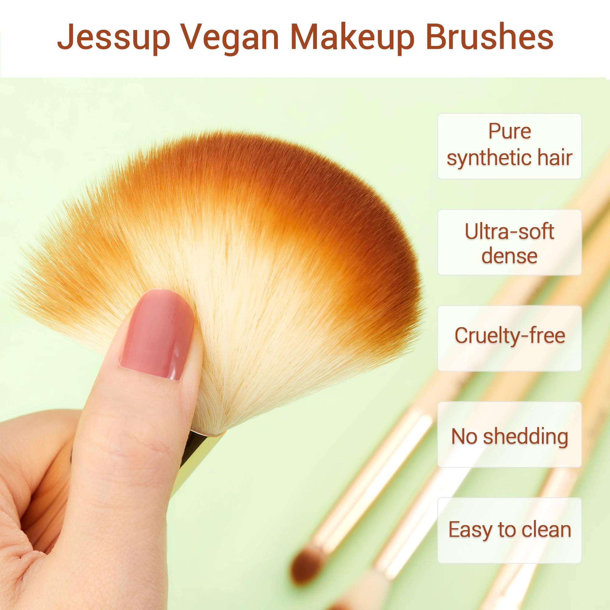 Jessup – ensemble de pinceaux de maquillage professionnels, poudre de fond de teint, fard à paupière