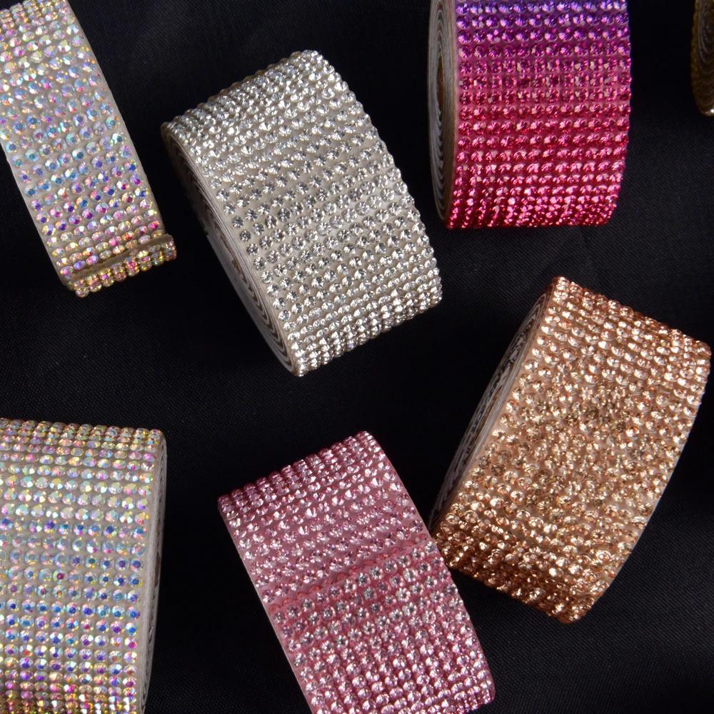 Autocollant auto-adhésif en strass cristal, ruban de diamant, autocollant de bricolage, artisanat d'