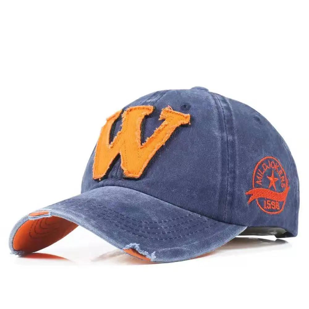 Casquette de Baseball en Denim délavée pour hommes et femmes, avec bordure brodée, chapeaux de solei