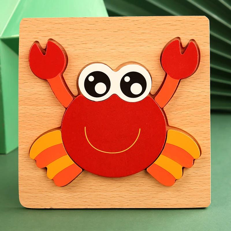 Puzzle 3D en bois de haute qualité pour bébé, dessin animé, trafic d'animaux, jeu de Cognition d'app