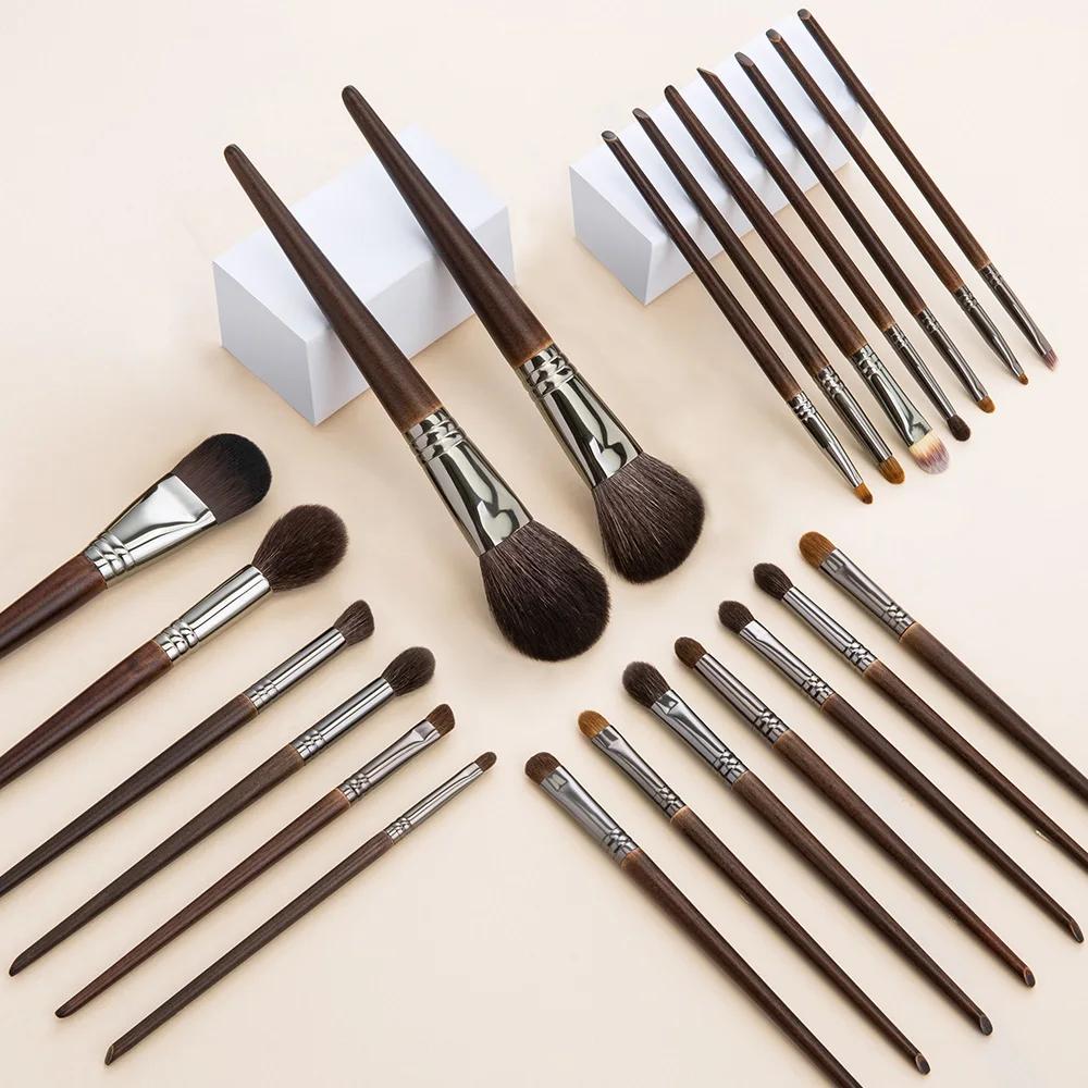 OVW – Kit de pinceaux de maquillage en poils de chèvre naturels, brosses de beauté cosmétiques, 15/2