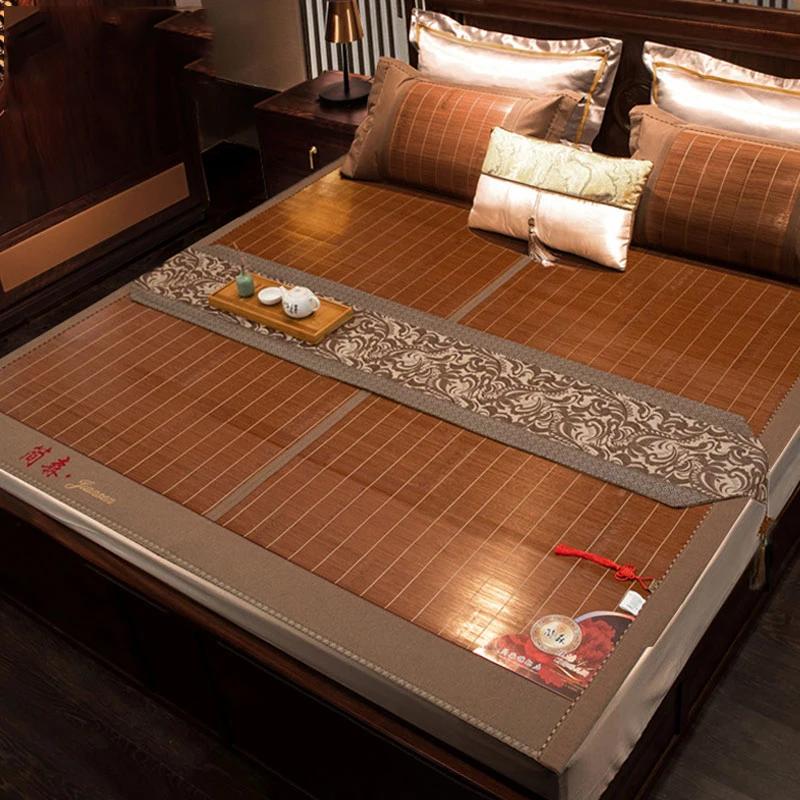 Tapis d'été pliant simple et double face 1.8m 1.5 m, tapis de bambou, tapis de paille, tapis d'été e