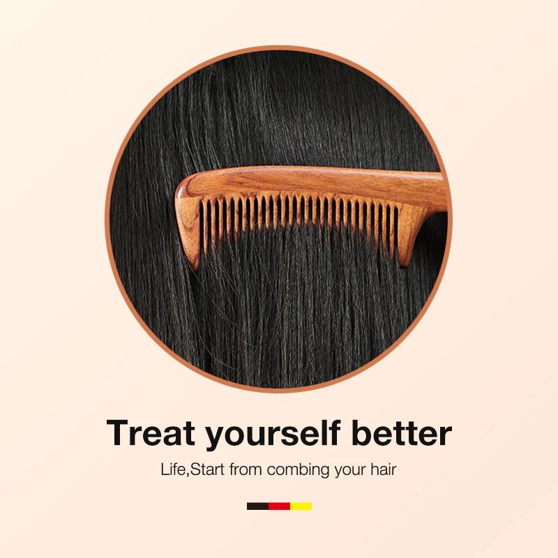 MR.GREEN – peigne à cheveux en bois naturel, Structure d'épissure, brosse à dents fines, antistatiqu