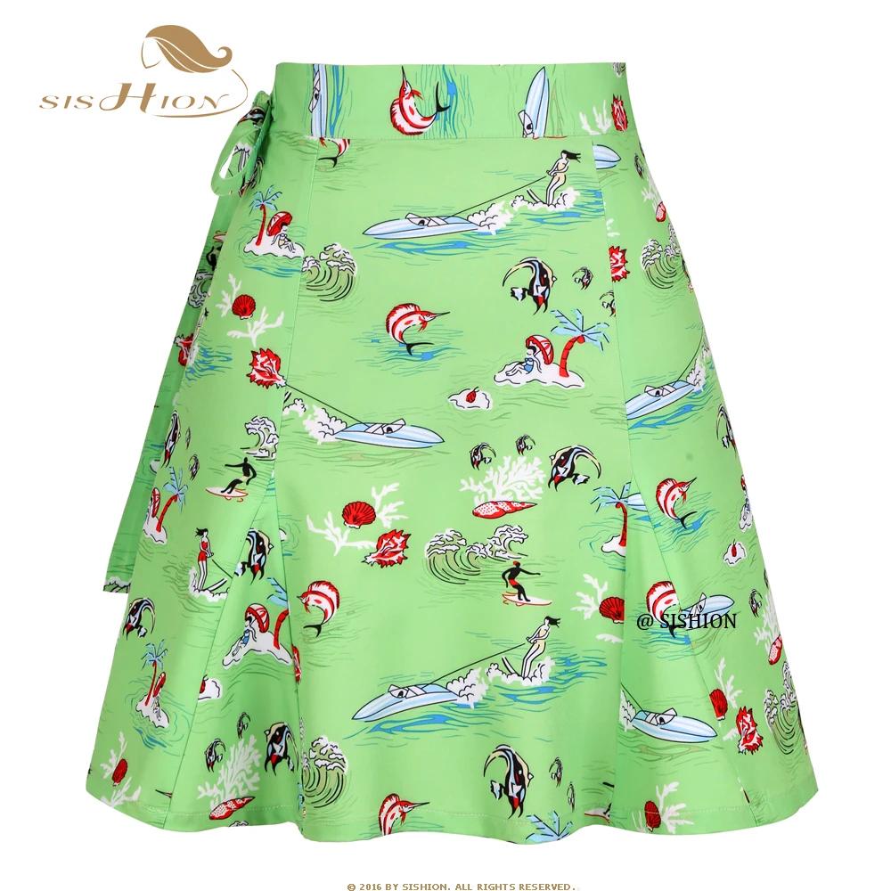 SISHION – jupe Sarong de plage, style Boho, Sexy, longueur aux genoux, verte, à envelopper rapidemen