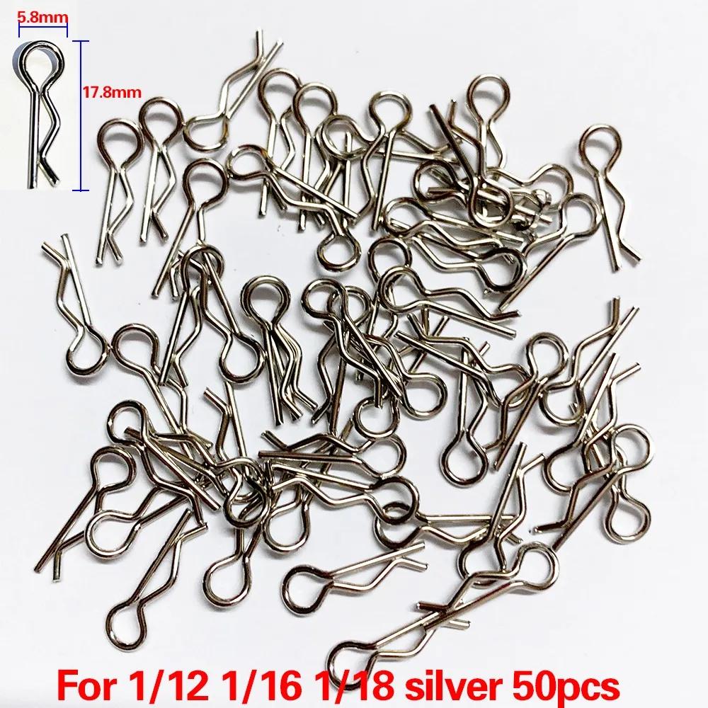 Pièces de voiture Rc 1/5 1/6 1/7 1/8 1/8 1/12 1/16, 50 pièces, Clips de carrosserie, broches, loquet