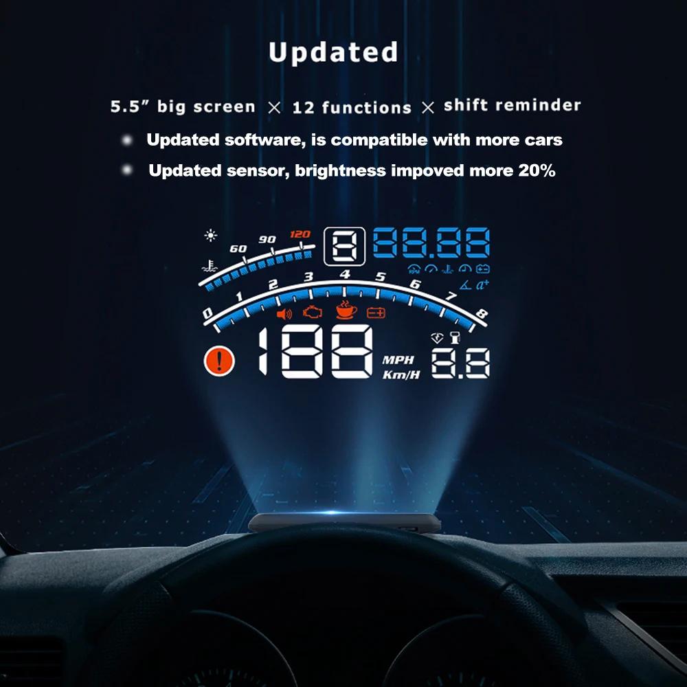 Vjoycar V41 plus récent affichage tête haute voiture OBDII EUOBD 5.5 "projecteur de pare-brise HUD a