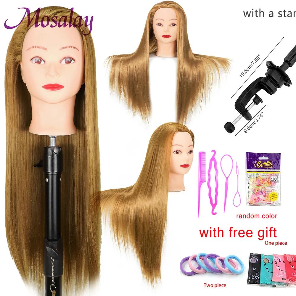 Tête de poupée pour coiffeurs 65cm cheveux synthétiques Mannequin tête coiffures femme Mannequin coi