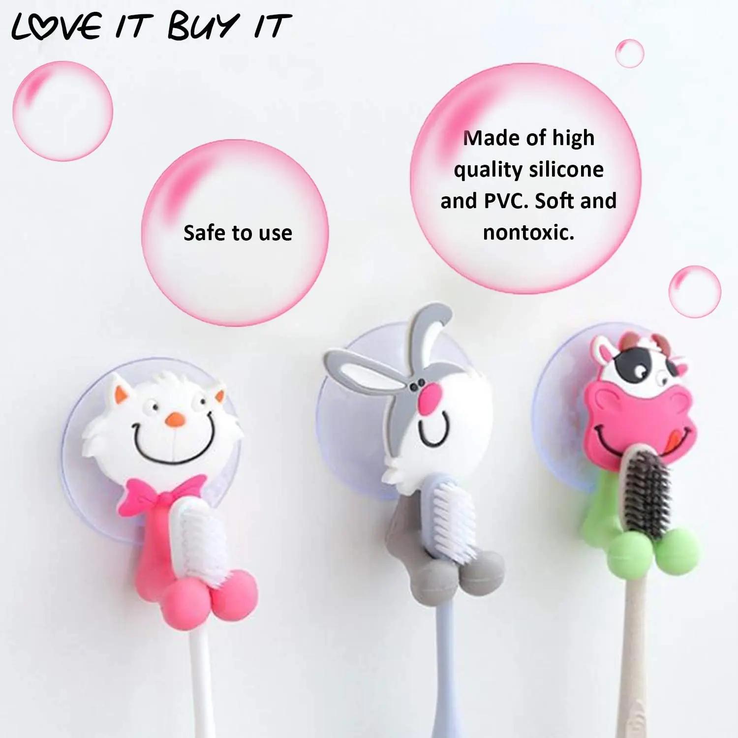 Porte-brosse à dents en forme d'animal de dessin animé, support de rangement mural antibactérien pou