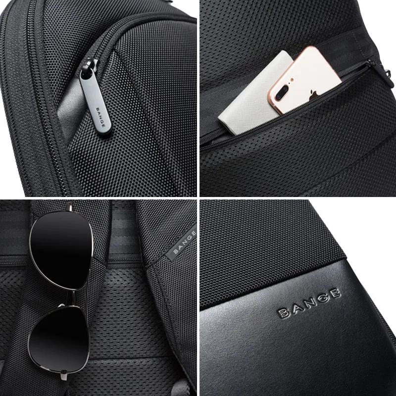 BANGE mince hommes d'affaires extensible étanche 15.6 "sac à dos pour ordinateur portable mode mâle 