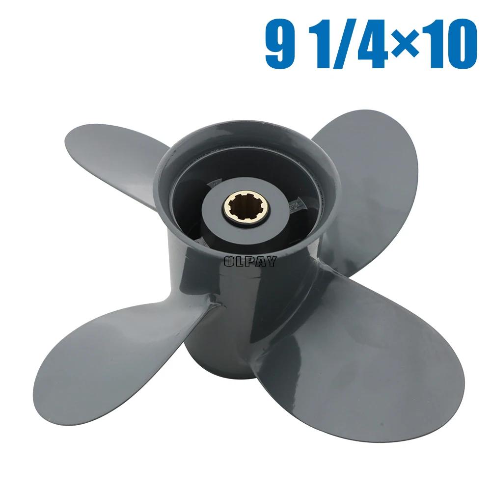 Hélice 4 pales 9 1/4X10 pour hors-bord Honda et Yamaha BF8D BF9.9D BF9.9 BF15A BF15D BF20 8 cannelur