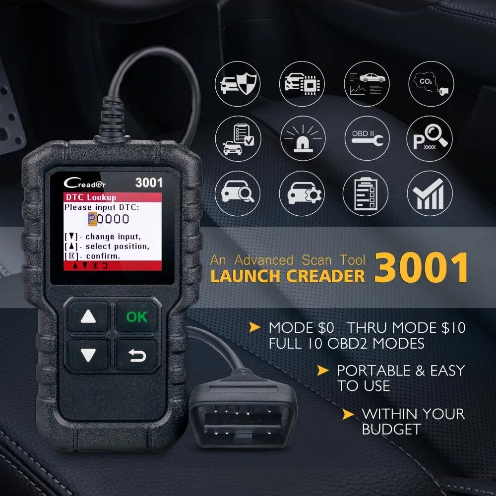 LAUNCH-Outil de diagnostic Creader CR3001, lecteur de code OBD2, EAU de moteur, défaut automobile, O