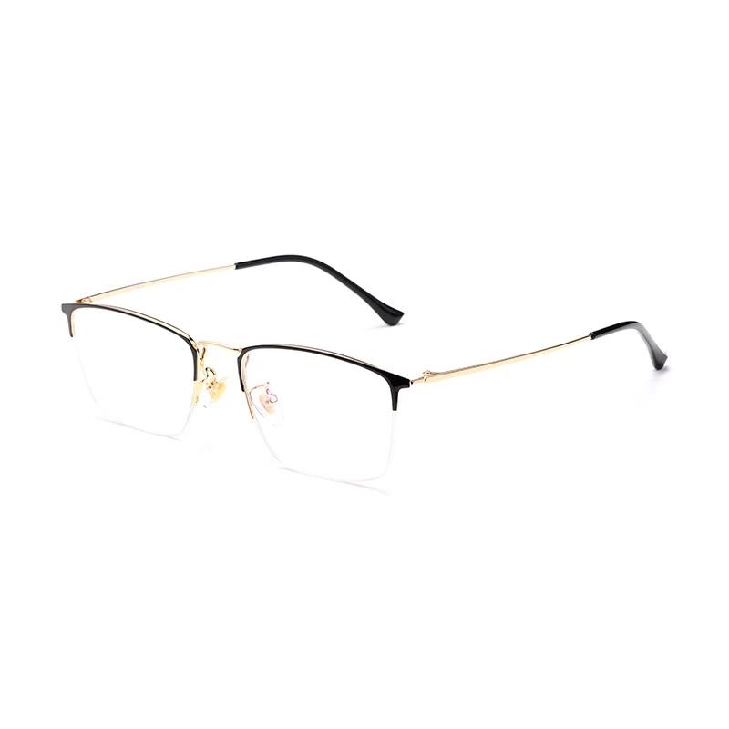 YIMARUILI – lunettes d'affaires rétro ultralégères pour hommes, demi-monture, titane pur, myopie, hy