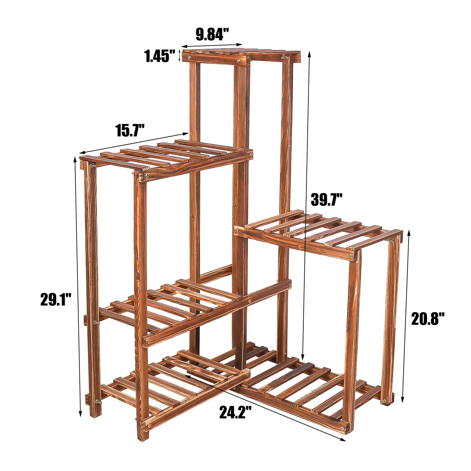 Support d'angle pour plantes, étagère en bois à 6 niveaux, jardin intérieur et extérieur, affichage 