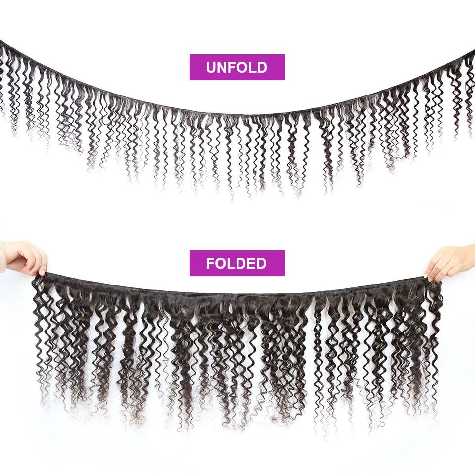 Vingin-Tissage de cheveux brésiliens bouclés afro crépus, vague d'eau, faisceaux de cheveux humains,