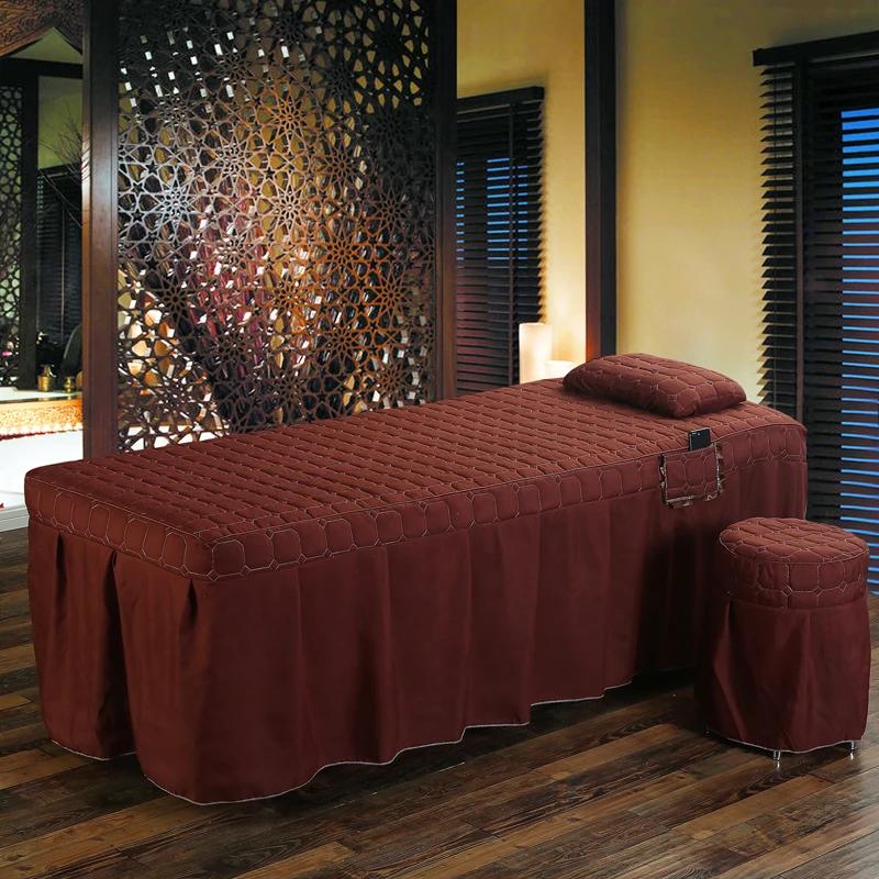 Drap de lit avec trou pour salon de beauté, couvre-lit de massage corporel, jupe de lit courte