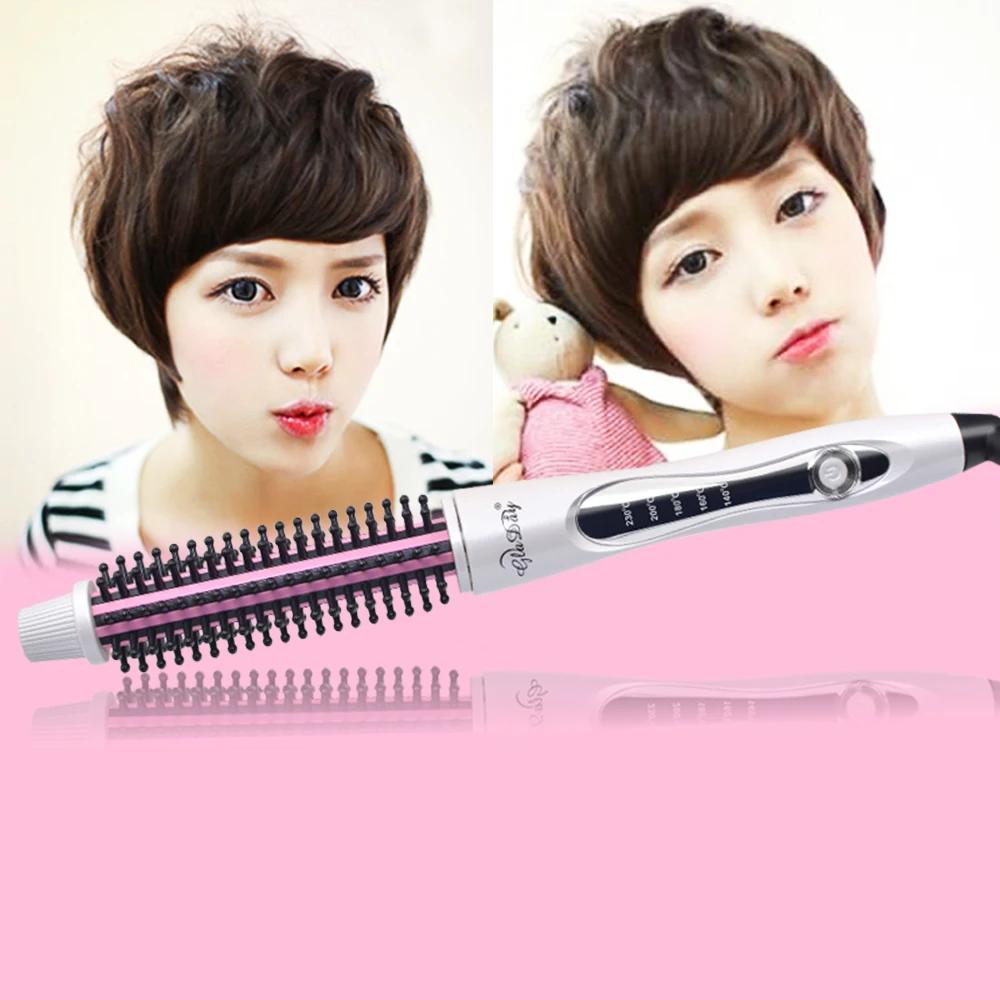 Bigoudi brosse à lisser les cheveux peigne chauffant chaud cheveux raides Styler ondulation fer à fr