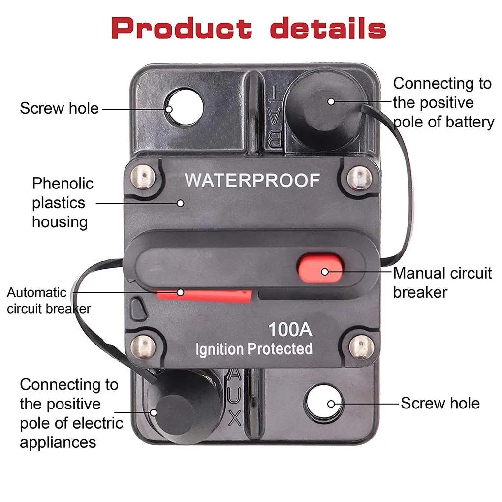 Disjoncteur 30a 40a 50a 60a 70a 80a 100a 120a 150a 200a 250a 300a AMP fusible Reset 12-48V DC voitur
