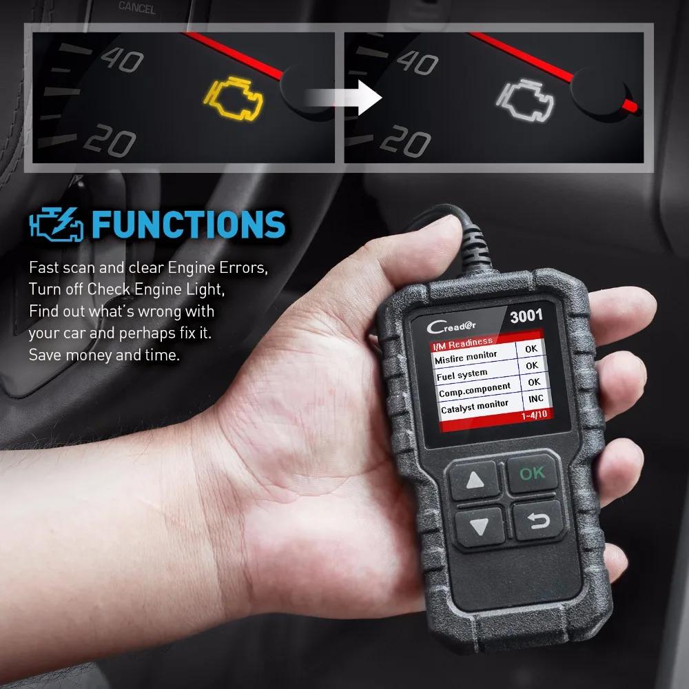 LAUNCH-Outil de diagnostic Creader CR3001, lecteur de code OBD2, EAU de moteur, défaut automobile, O
