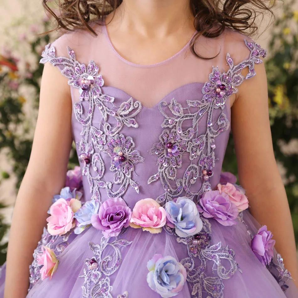 Robe de demoiselle d'honneur pour filles, robes de première communion pour enfants, robe de Rhen tul