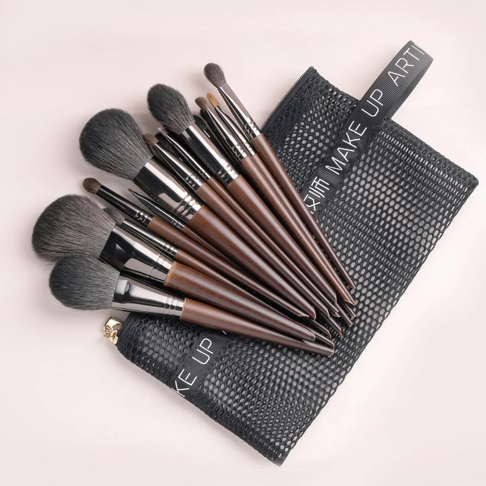 OVW – Kit de pinceaux de maquillage en poils de chèvre naturels, brosses de beauté cosmétiques, 15/2