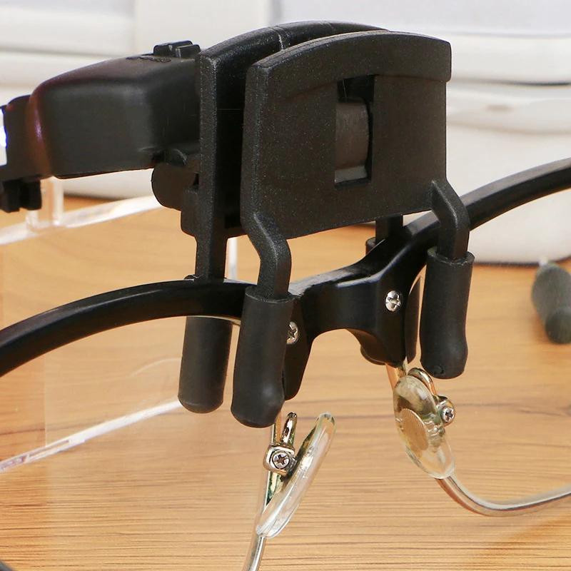 Loupes de lunettes 1.5X 2.5X 3.5X avec éclairage loupe de troisième main Lupas avec Clip pour répare
