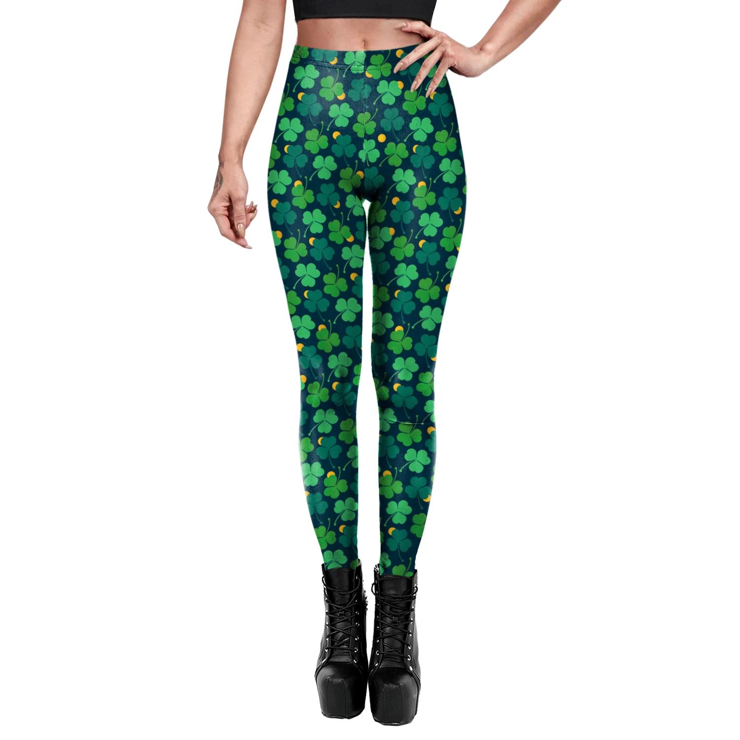 VIP FASHION Pantalon de style festival de la Saint-Patrick pour femme, imprimé, élastique, legging s