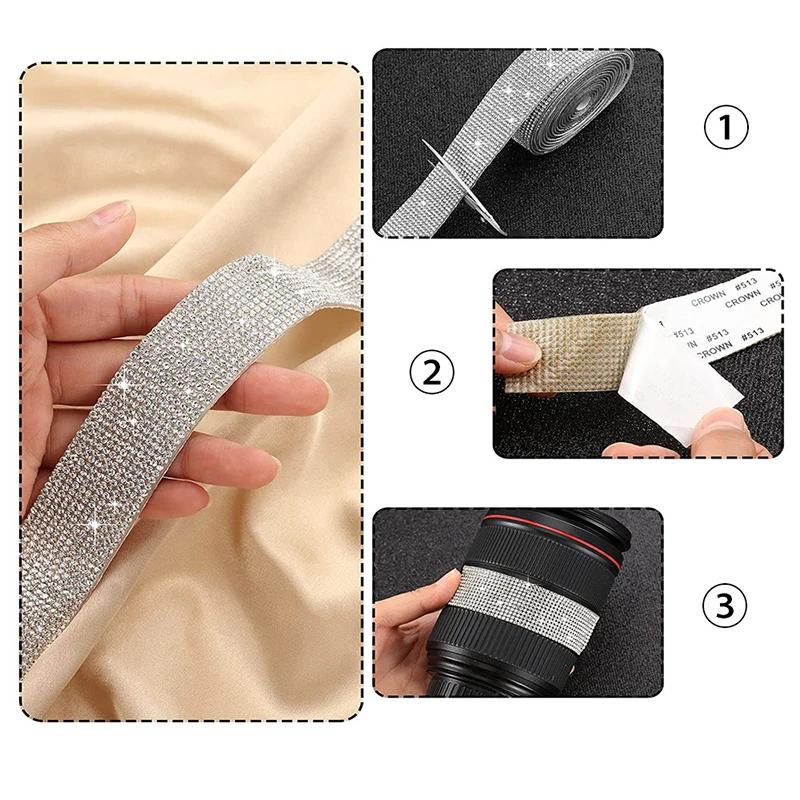 Autocollant auto-adhésif en strass cristal, ruban de diamant, autocollant de bricolage, artisanat d'