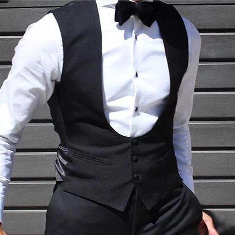 Gilet noir pour hommes, pour marié de mariage, une pièce, costume ajusté, couleur unie, manteau à la