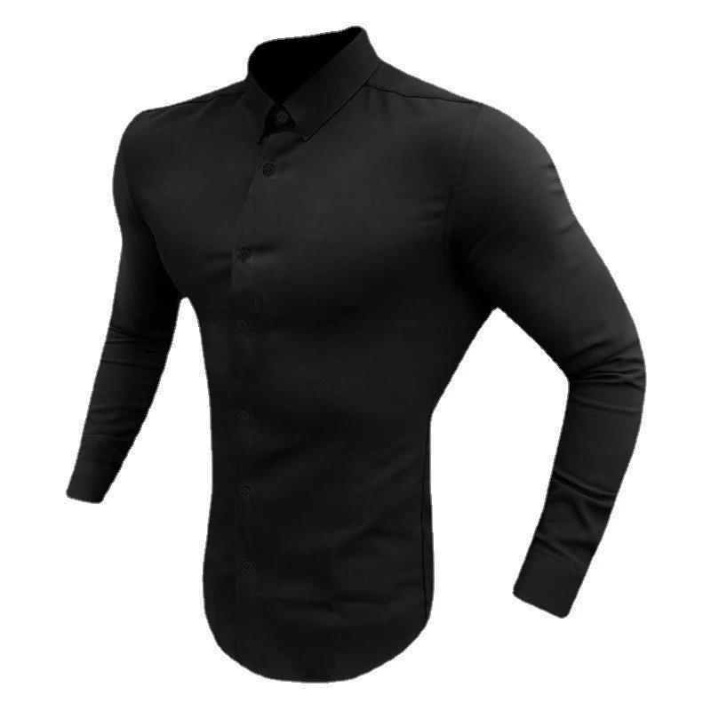 Chemise à manches longues pour hommes, coupe Super Slim, décontractée, pour affaires sociales, marqu