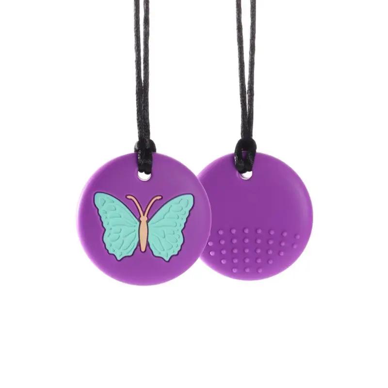 Collier en silicone avec mordant sensoriel,tubes de dentition jouet à mâcher pour enfant autiste ou 