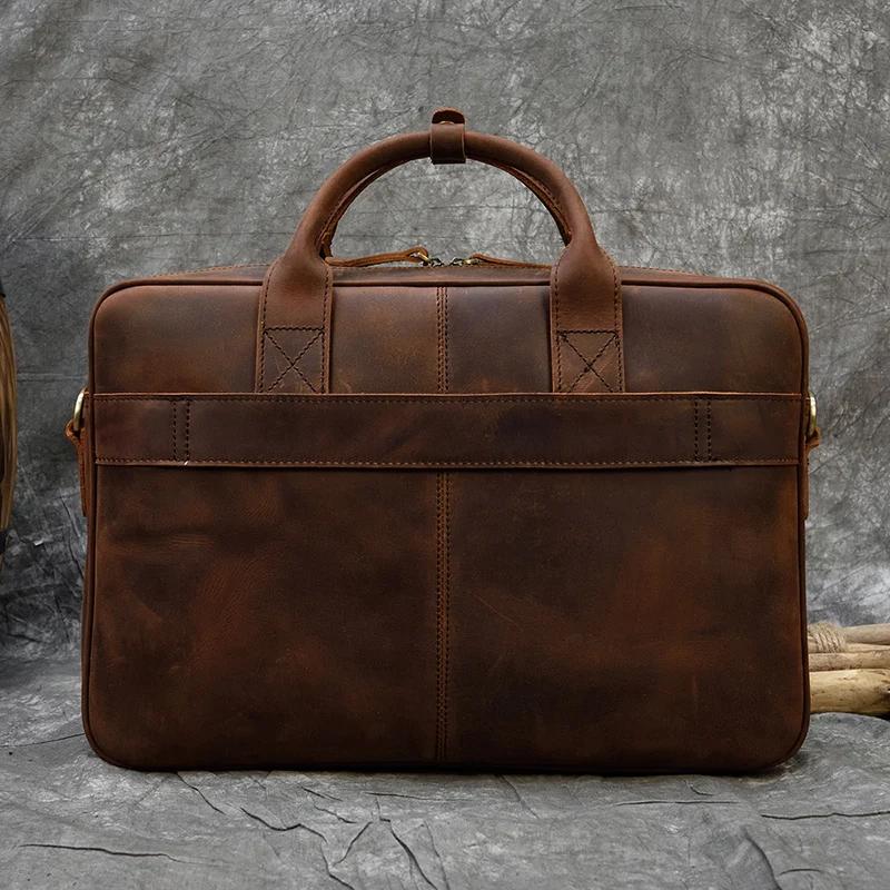 Porte-documents rétro pour ordinateur portable, sacs à main en cuir véritable, sac d'affaires décont