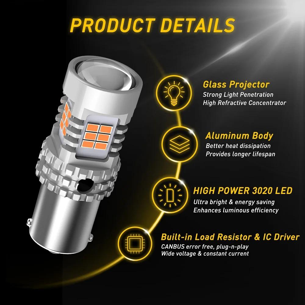 AUXITO 2 pièces BAU15S PY21W LED Canbus 1156 BA15S P21W T20 7440 ampoule LED sans erreur voiture cli