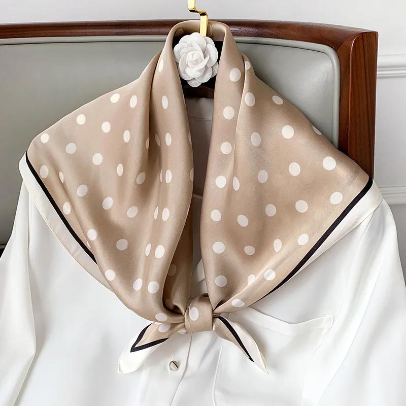 Écharpe carrée à pois pour femme, châles et enveloppes de luxe, petit sac à la mode, écharpes pour c