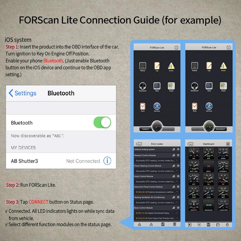 Vgate vLinker FD ELM327 FORScan Pour Ford wifi Bluetooth 4.0 OBD2 Diagnostique de Voiture Auto Outil
