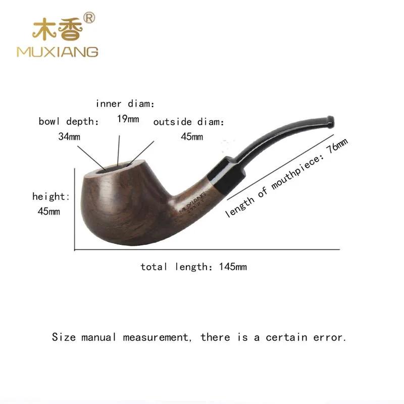Pipe en bois d'ébène de style classique avec embout buccal en acrylique courbé, adaptée aux filtres 