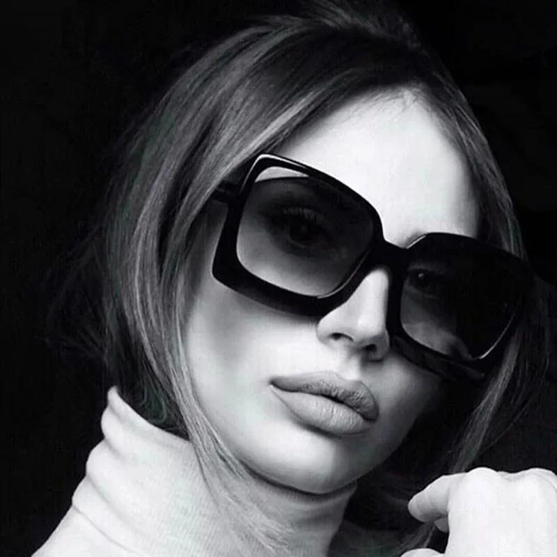 Lunettes de soleil surdimensionnées à grande monture pour femmes, marque de styliste en plastique dé