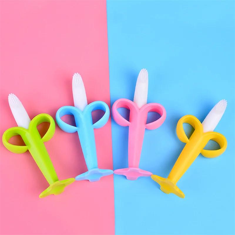 Brosse à dents d'entraînement en Silicone pour bébé, sans BPA, en forme de banane, anneau de dentiti
