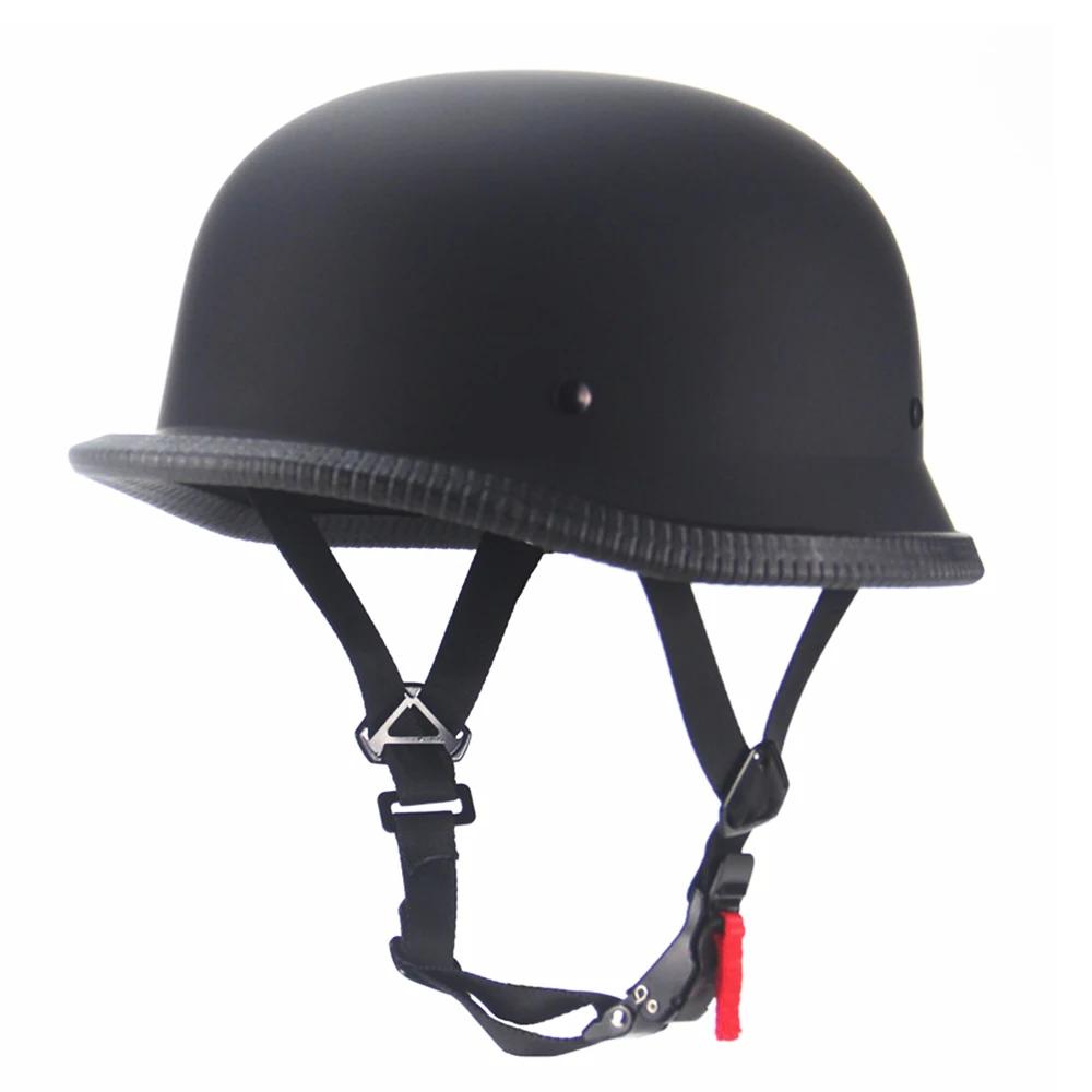 1X M/L/XL Vintage moto Cruiser casque demi visage casque allemand moto casque noir brillant voiture-