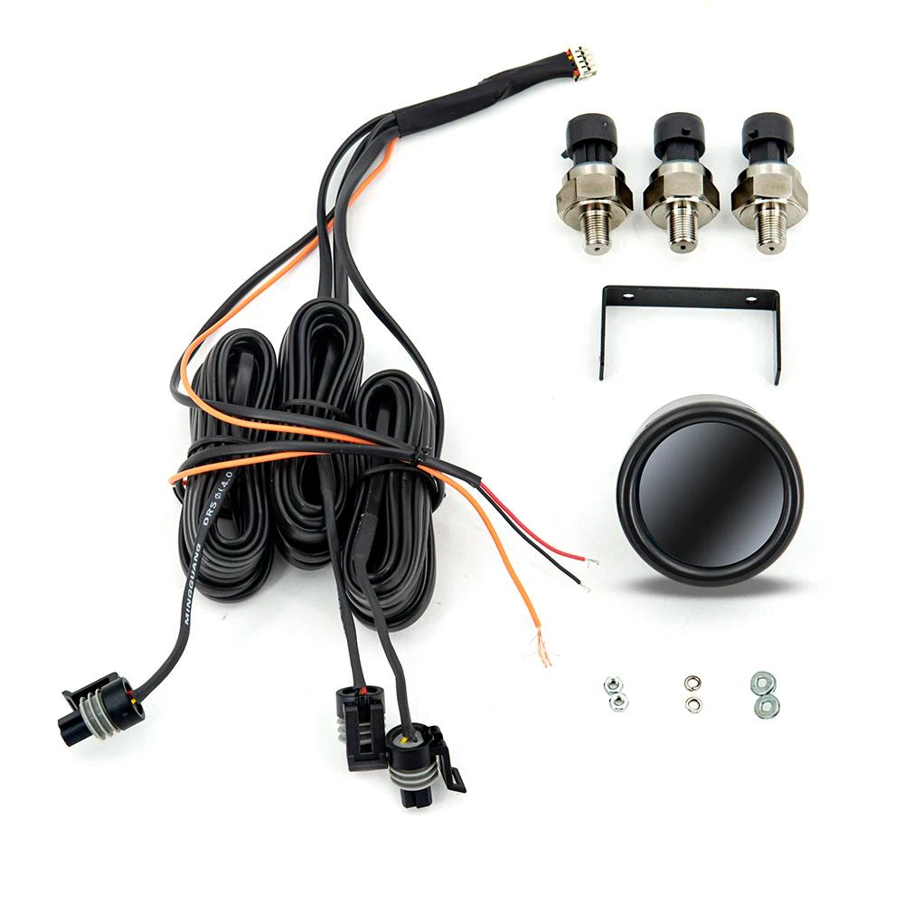 Manomètre de pression d'air à Triple affichage de 52mm, suspension pneumatique PSI, LED rouge et ble