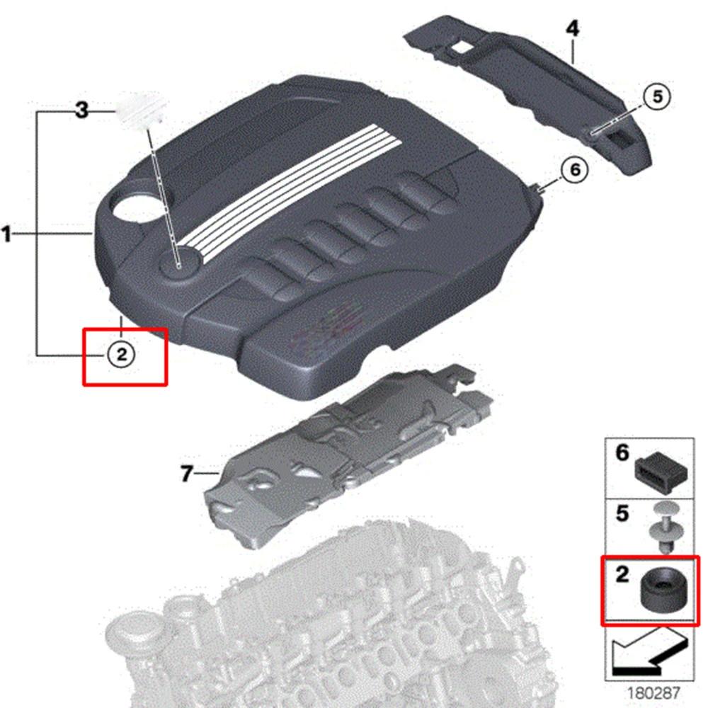 Support de montage en caoutchouc pour couvercle de moteur, compatible avec BMW 2, 3, 4, 5, 6, 7 Seri