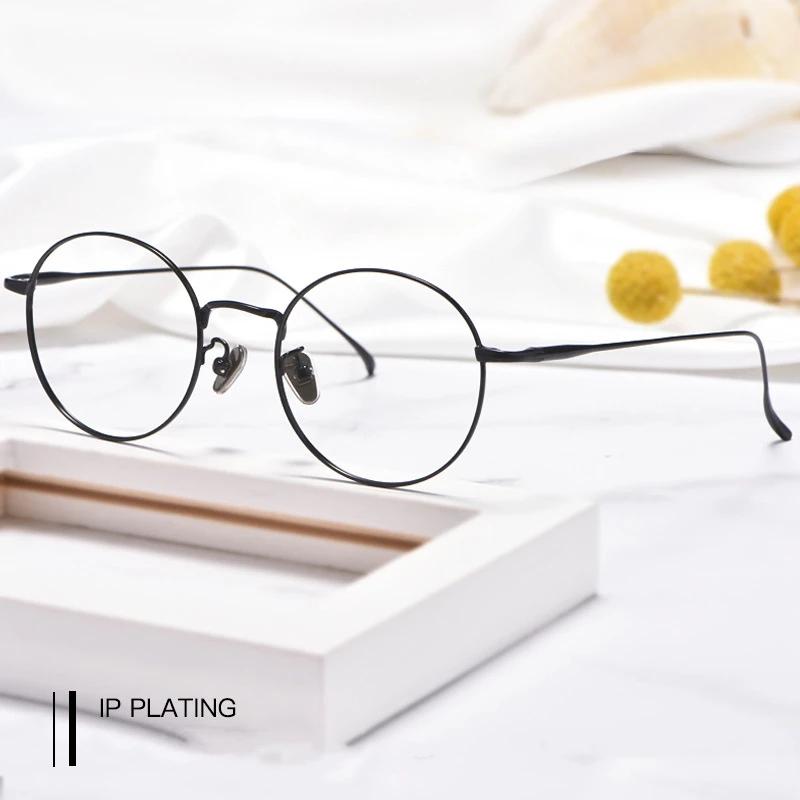 Lunettes rondes rétro en titane pur, monture complète pour myopie, pour hommes et femmes, montures d