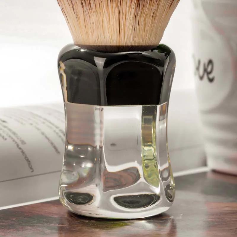 Yaqi Robin – brosse de rasage humide pour hommes, cheveux synthétiques, manche transparent