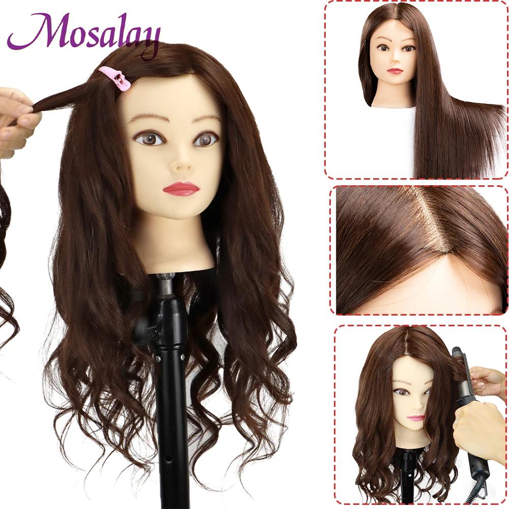 Tête de poupée colorée avec 85% cheveux humains mélangés de 60cm pour coiffeurs tête de Mannequin co