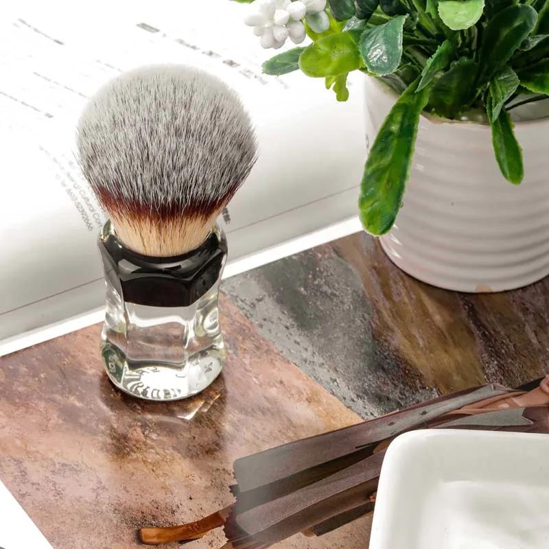 Yaqi Robin – brosse de rasage humide pour hommes, cheveux synthétiques, manche transparent