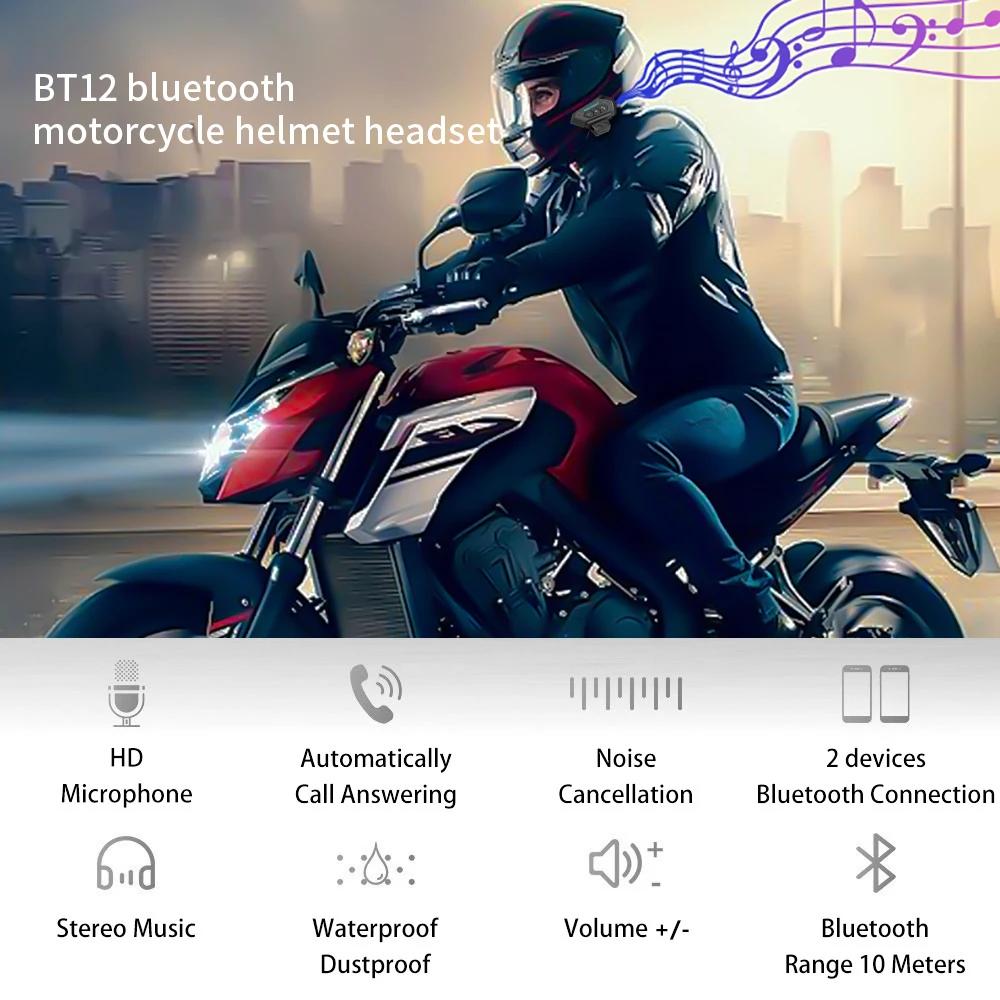Casque de moto BT, Kit d'appel mains libres sans fil, stéréo, Anti-interférence, étanche, lecteur de