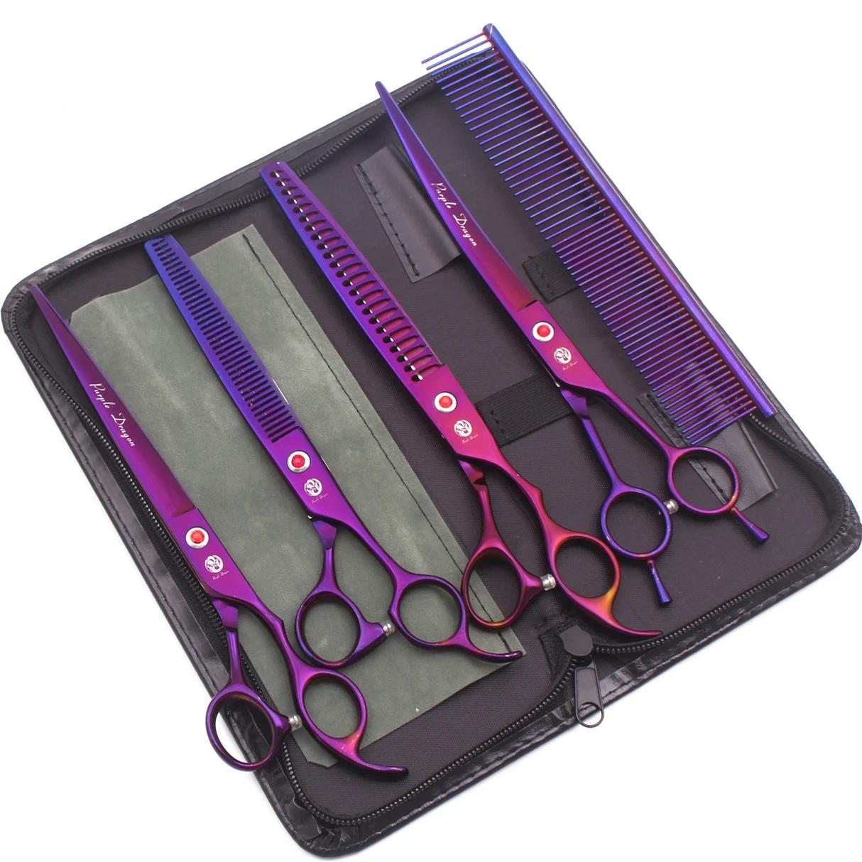 ciseaux coiffure professionnelle 8 pouces, Dragon violet japon 440C, ciseaux de toilettage pour anim