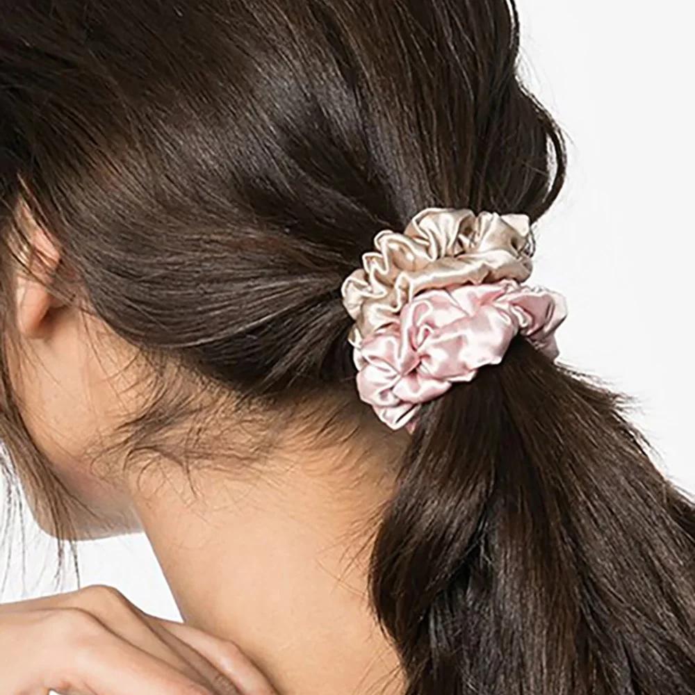 Chouchous en soie de mûrier 100% Pure, attaches pour cheveux, bandes en caoutchouc pour femmes et fi