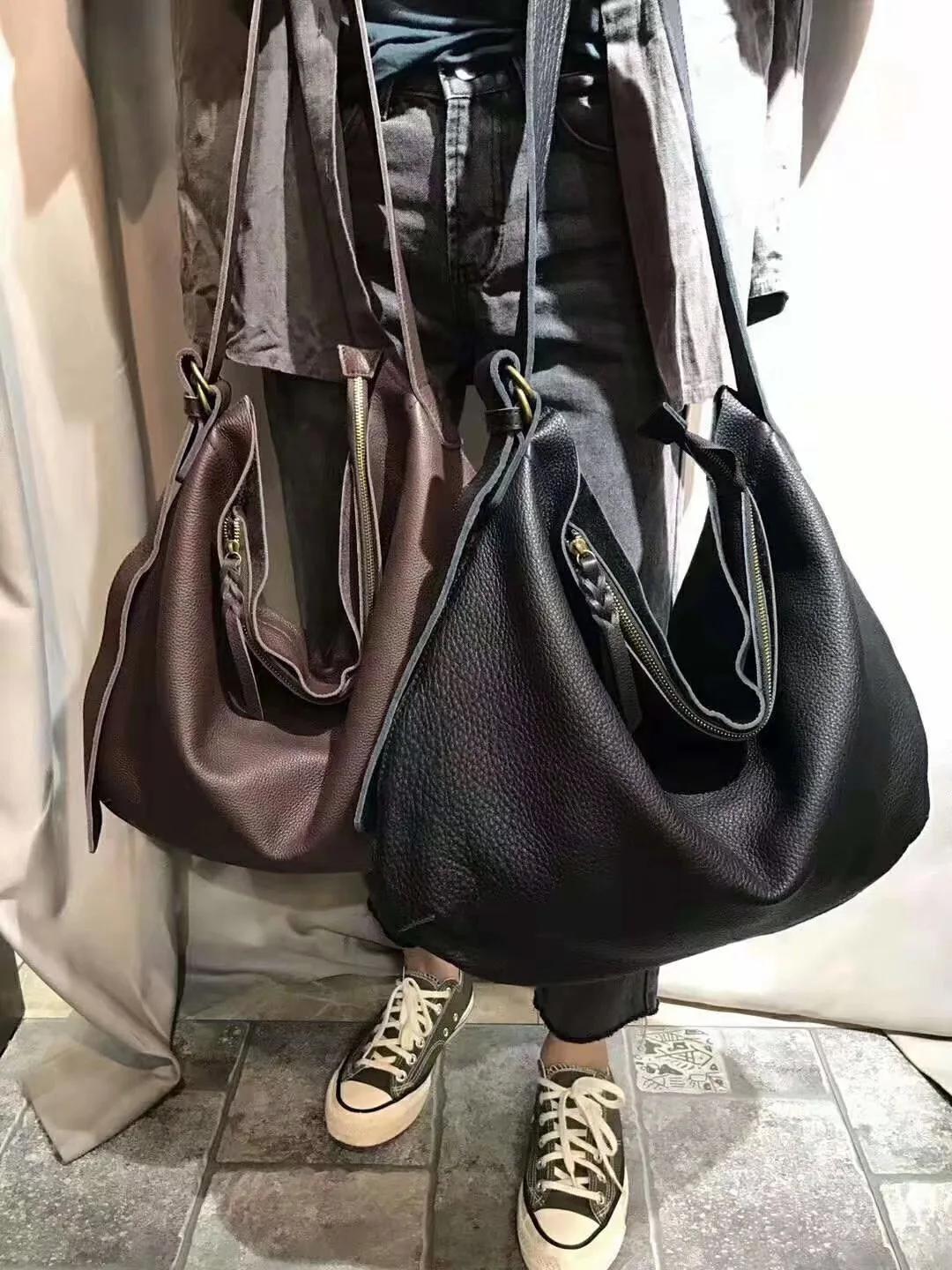Sac à bandoulière en cuir véritable souple pour femmes, première couche de peau de vache, style rétr
